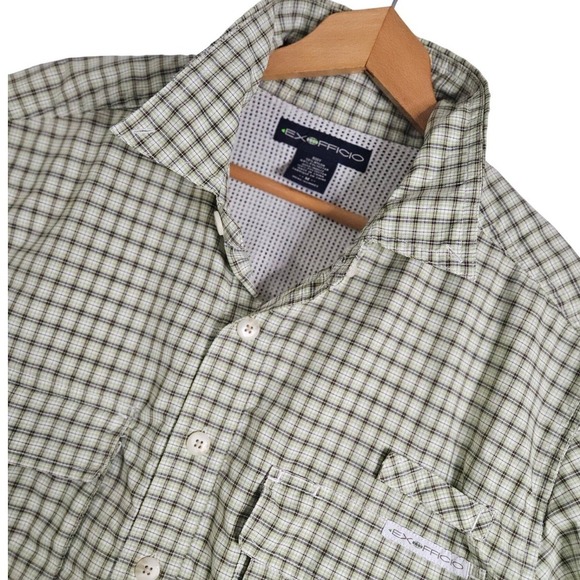 Exofficio Other - ExOfficio Air Strip Mens Green Plaid Short Sleeve Hiking Fishing Shirt Medium